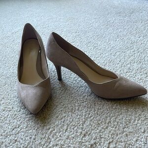 Nude suede heels